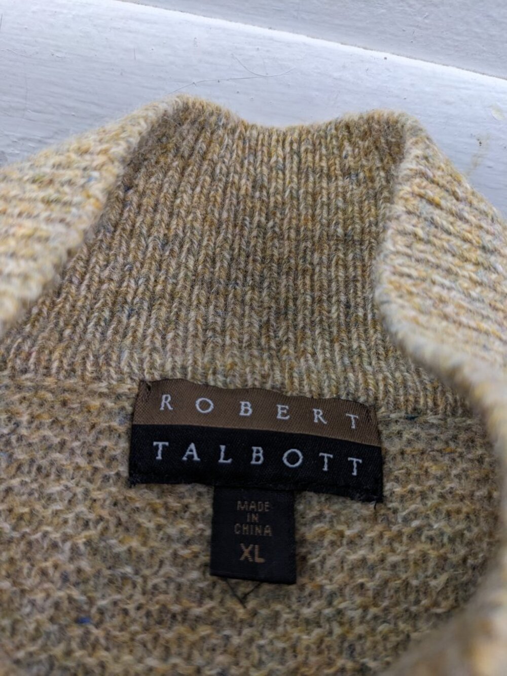Robert Talbott Vest Sweater Ribbed Lambswool Cardigan Beige Tan Mens XL - Picture 4 of 11